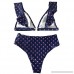 AEL Retro Vintage Ruffle top 2 Piece Sexy Bikini Sets Polka Dot High Waisted Swimwear V Neck Tankini Swimsuits for Women Navy B07CVG5D1F